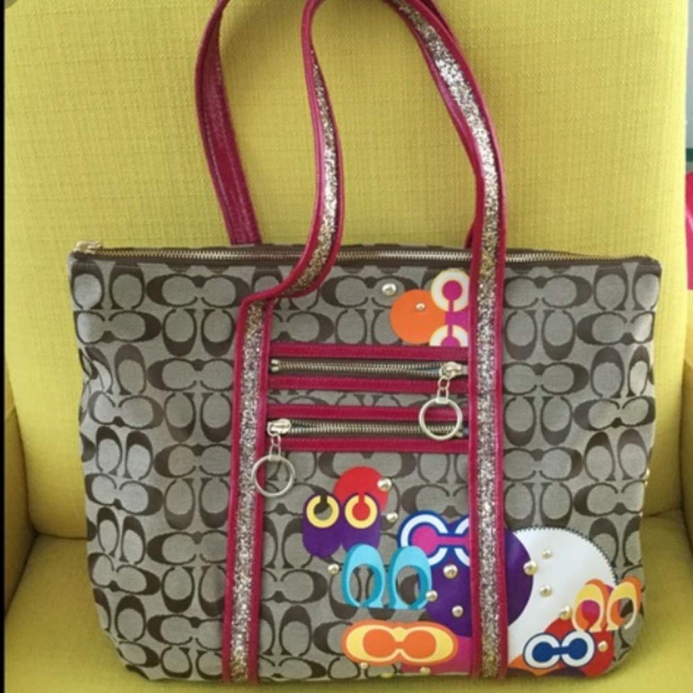 Coach Poppy Glitter Glam Tote
